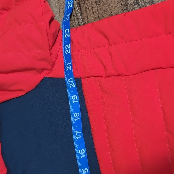 Lands' End Goose Down Puffer Jacket Size Medium-Tall In Red With Blue Trim - Picture 9 of 10